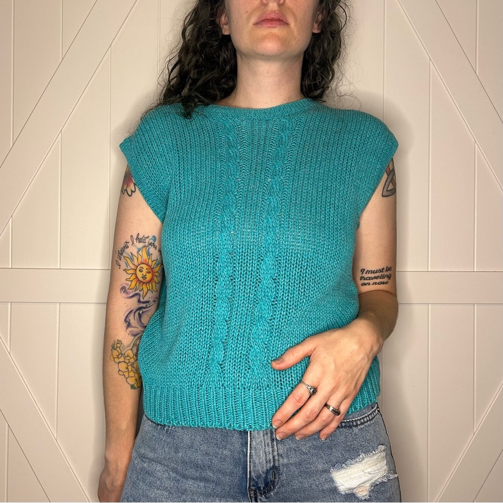Teal Erika Brand‎ Sweater Vest Top Size S